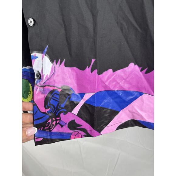 Zoro Onigiri Button Up Black Collared Short Sleeve Double Side Graphic HTF - Picture 5 of 6